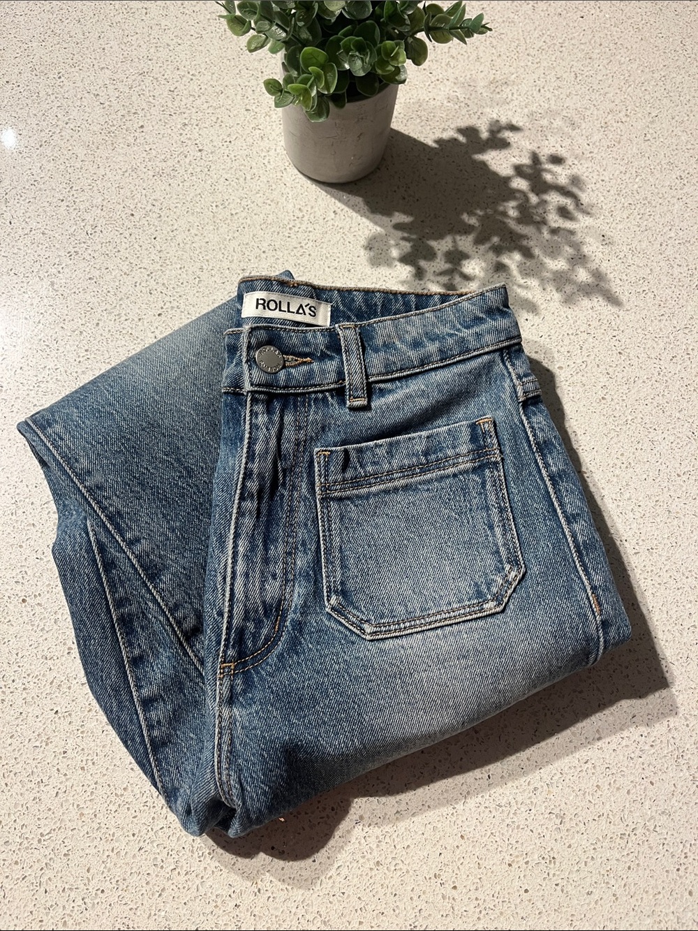 ROLLA’S Sz 24 Original High Rise Straight Jeans with Front Patch Pockets - Picture 11 of 15